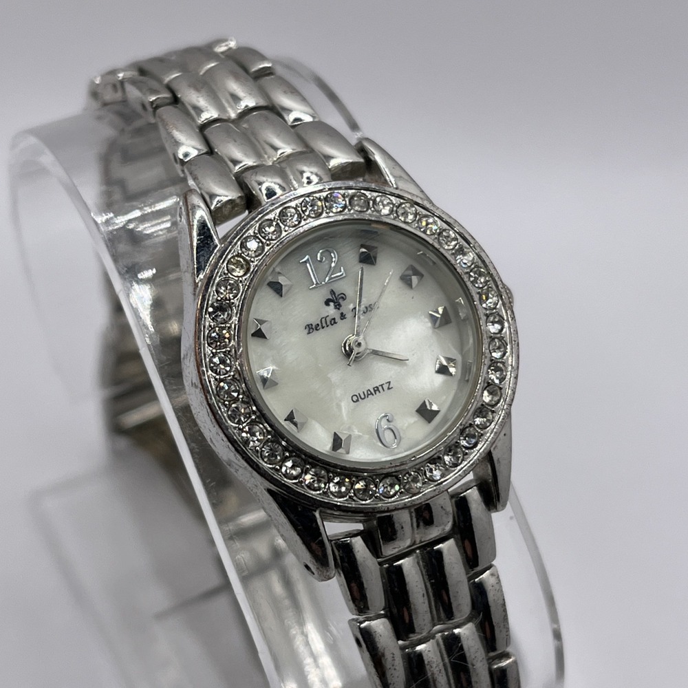 Bella & Rose Women's Quartz Watch MOP Dial‎ Silver 7.75" Band- New Battery